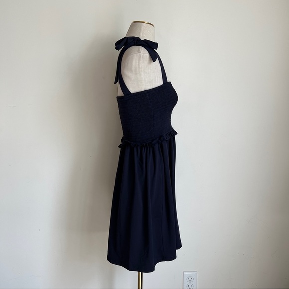 Susana Monaco Smocked Bodice Dress with Tie Straps in Midnight Size Small - Picture 3 of 7